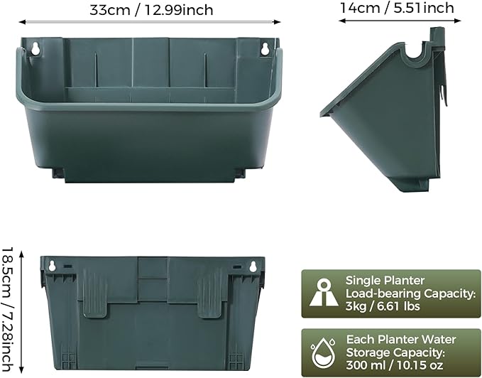 16 Pack Vertical Garden Planter,13 inch Wall Mounted Planter for Patio Indoor Outdoor Decor, Garden Self Watering Pot Balcony Plant Vegetable Fruit Herb Hanging Pocket Holder Flowerpot (Army Green)