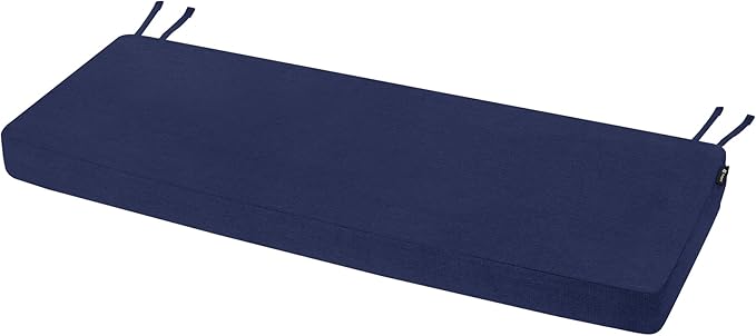 Favoyard Outdoor Bench Cushion 48 x 16 Inch Rainproof Patio Furniture Cushions 3-Year Color Fastness Garden Settee Porch Pads with Ties, Blue