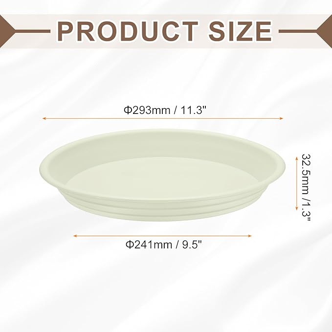 HARFINGTON Plastic Plant Saucer 9.5" Round Drip Trays Flower Pot Saucers Flower Base Bottom Drainage Tray for Indoors Outdoors Planters, Beige