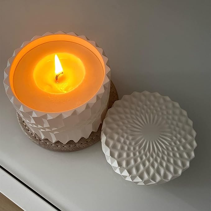 Storage Boxes with Lids - Concrete Round Stripe Molds for Storage and Candle Holders (Set of S)