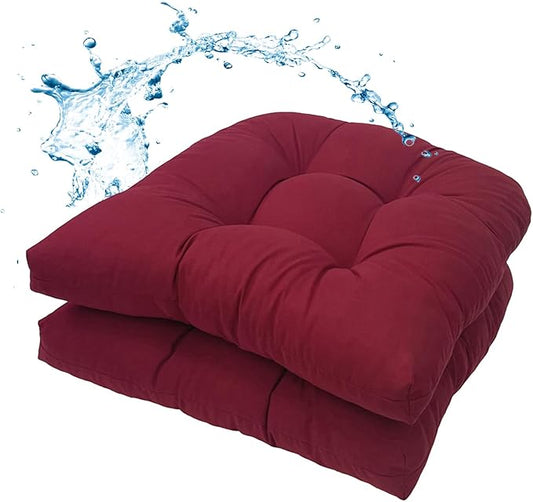 MTMR Outdoor Chair Cushions Set of 2, Water-Repellent 19”X19” Patio Chair Cushions with High Elasticity PP Cotton, No Fading Tufted Patio Furniture Cushions, Thick Seat Cushions for Outdoor Furniture