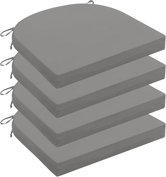 Wellsin Outdoor Chair Cushions for Patio Furniture - Patio Chair Cushions Set of 4 - Water Resistant Round Corner Outdoor Seat Cushions 17"X16"X2", Light Grey