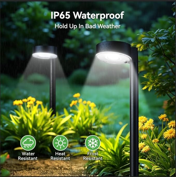 6 Pack Solar Pathway Lights Outdoor, 12 Brighter LED Solar Lights Outdoor Waterproof, Up to 12 Hrs Modern Path Light for Yard Garden Walkway Driveway Lawn, Cool White