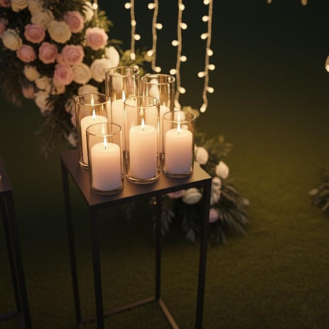 Pack of 2 Already installed Black Plant Stand,Dimension 9.84*H27.56in and 8.66*H23.62in,indoor stable steel frame Flower Stands drink table for party wedding Centrepieces Living Room Patio Garden