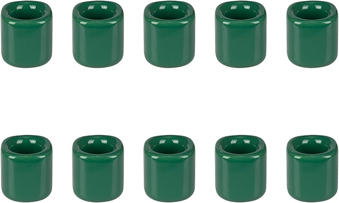 Mega Candles 10 pcs Green 1/2 Inch Diameter Ceramic Chime Ritual Spell Candle Holders, Great for Casting Chimes, Meditation, Rituals, Spells, Vigil, Witchcraft, Wiccan Supplies