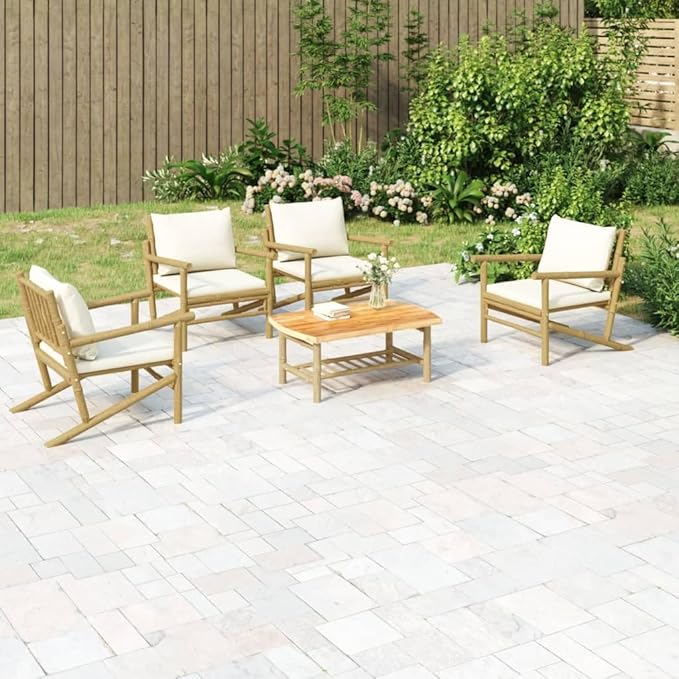 Garden Lounge Set Cream White Outdoor Furniture Set Garden Seating Ensemble for Pond Backyard