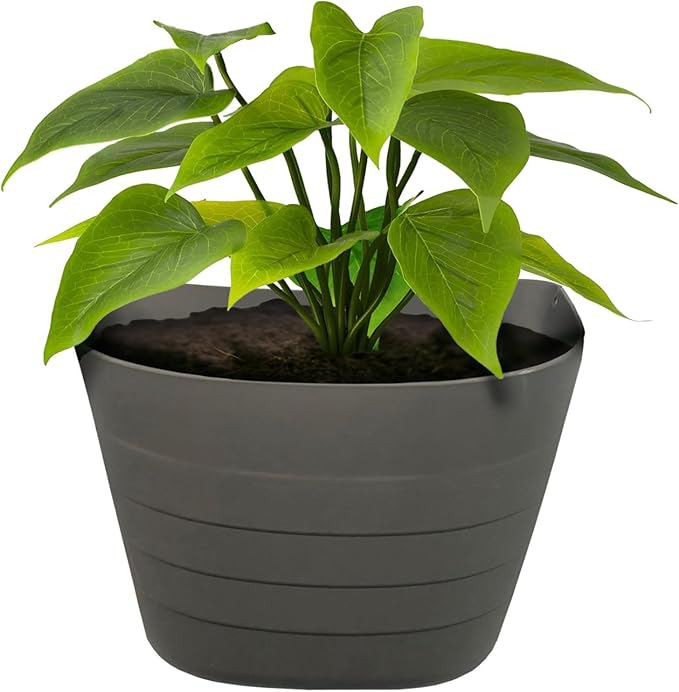 12 Inch Self-Watering Wall Planter for Indoor & Outdoor Use – Vertical Hanging Planter, BPA-Free, UV-Resistant – Perfect for Flowers, Herbs & Vegetables (Concrete Gray, with Plug)