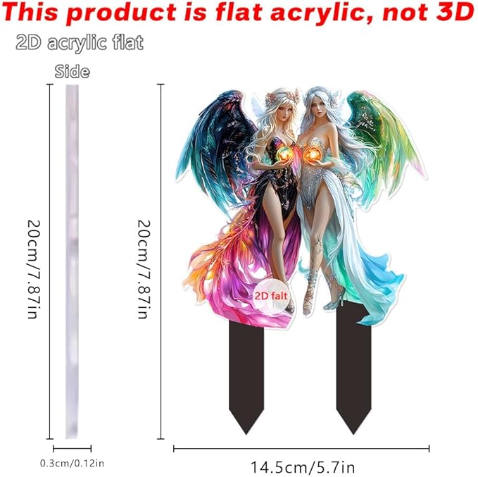 Garden Decor, Acrylic 2D Stake, Pot Plants Garden Yard Lawn Outdoor Fairy Statue Ornaments, Fairy Garden Accessories Decoration (Style C)