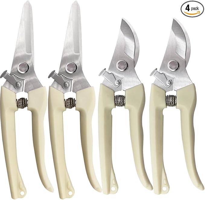 Garden Scissor for Plant, 4 Pcs Floral Scissors, Tip Pruning Shears Bulk for Cutting Flowers, Bonsai, Fruits and Trimming Plants