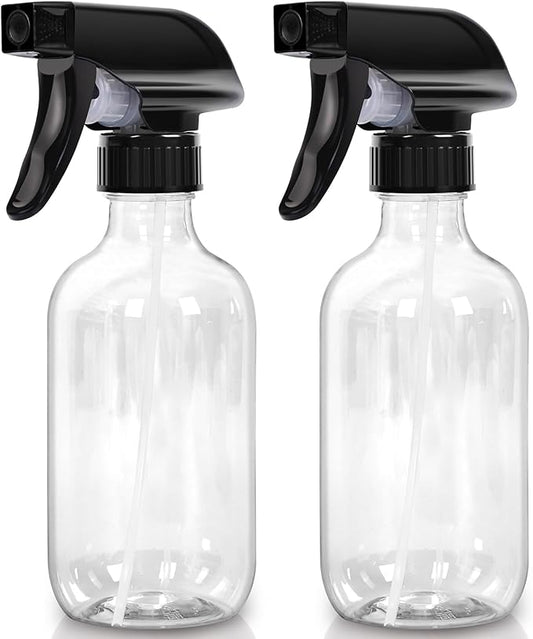 Cleaning Spray Bottles for Plants Misters for Inside, 2 Pack 10 oz Squirt, Water Spray Bottle Mist Sprayer, No Leak Hair Mister Empty with Adjustable Nozzle (Transparent)
