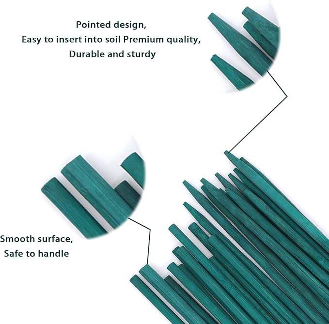 Green Bamboo Plant Stakes, Plant Sticks Support for Indoor and Outdoor Plants, Garden Wood Sturdy Bamboo Sticks, Floral Plant Support Stakes for Garden Plants 25 Pack（18 Inches）