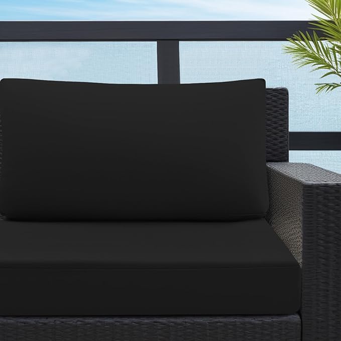 idee-home Outdoor Cushions for Patio Furniture, Waterproof Deep Seat Replacement Cushions for Hampton Bay Chairs, Garden, Lawn, Backyard, Deck, 28.5 x 28.5 Inch, Black