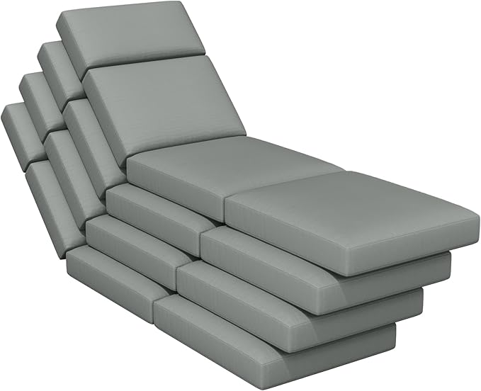 4 Pcs Chaise Lounge Cushions Outdoor, 80 x 26 x 4 Inch Lounge Chair Cushions for Outdoor Furniture - Waterproof Lounge Patio Replacement Cushion, 4In Fade-Resistant ThickPatio Chaise Lounge Cushion