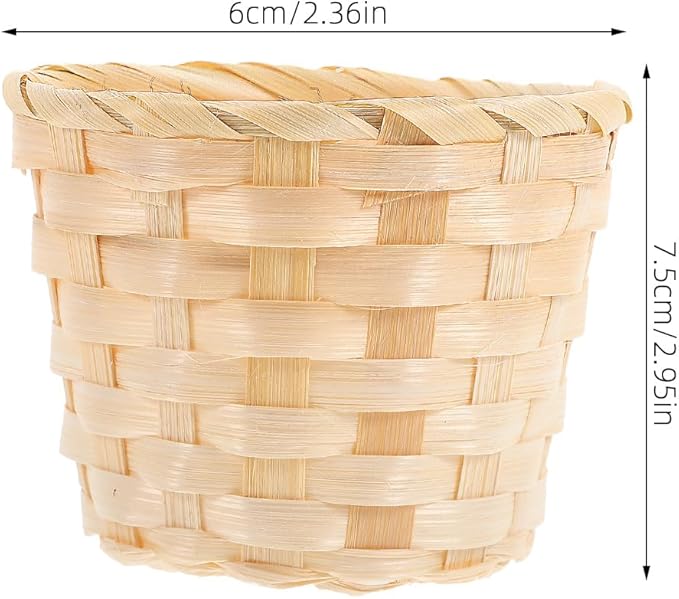 Kisangel 12Pcs Mini Woven Basket Miniature Flower Basket Dollhouse Picnic Tiny Party Favor Container Farmhouse Decor for Fairy Garden Accessory