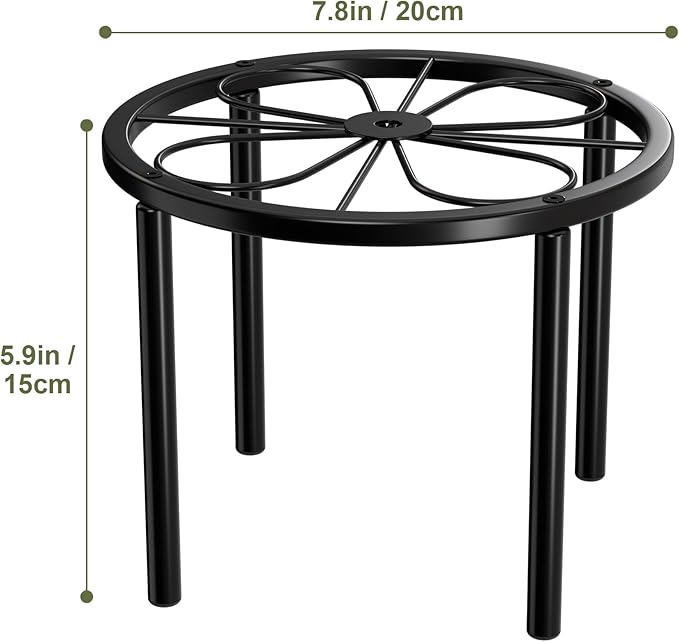 Plant Stand Plant Holder - 7.9 x 7.9 x 5.9 inches Plant Riser for Garden Courtyard, Heavy Duty Flower Stand for Multiple Plant Indoor or Outdoor, Black.