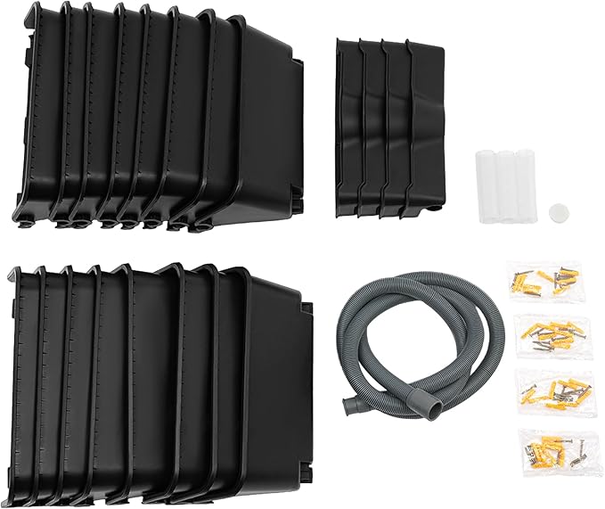Wall-Mounted Vertical Garden Planter Set – 24 Self-Watering Planters with Drainage Pipe, Stackable Wall Planters for Indoor & Outdoor Use (Black, 16PCS)