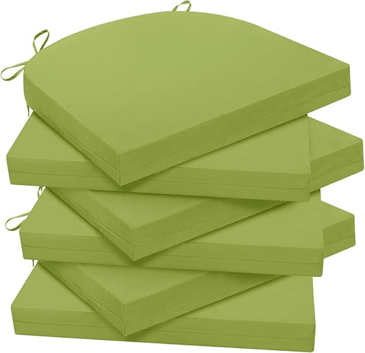 Wellsin Outdoor Chair Cushions for Patio Furniture - Patio Chair Cushions Set of 6 - Water Resistant Round Corner Outdoor Seat Cushions 17"X16"X2", Grass Green