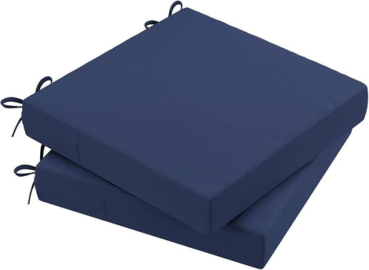 AAAAAcessories Outdoor Seat Cushions for Chairs, Waterproof, Fade-Resistant, 20" x 20" x 3", Patio Furniture Replacement Cushions, Set of 2, Midnight Blue