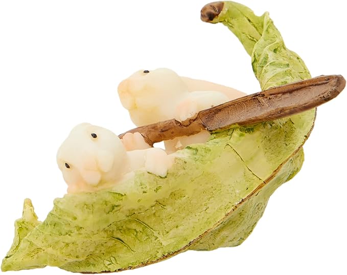Top Collection Miniature Fairy Garden and Terrarium Statue, Rabbits Rowing Leaf Boat