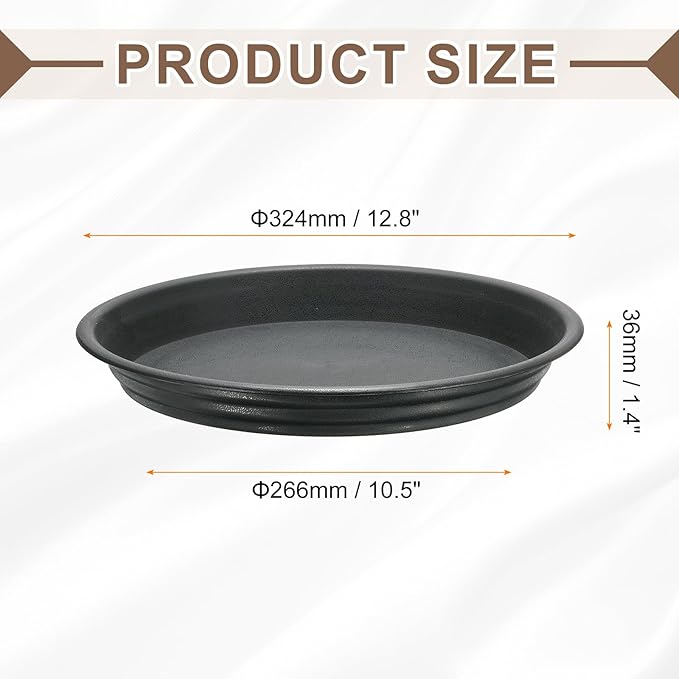 HARFINGTON Plastic Plant Saucer 10.5" Round Drip Trays Flower Pot Saucers Flower Base Bottom Drainage Tray for Indoors Outdoors Planters, Gray-Black
