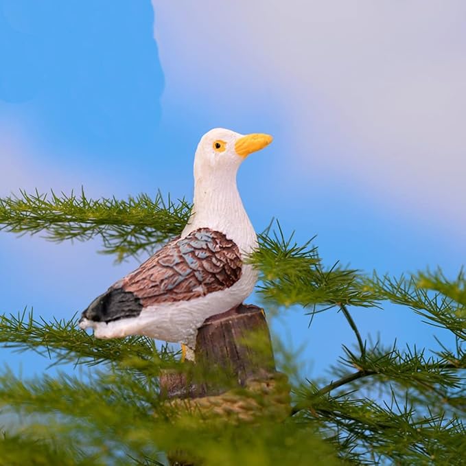 2PCS Seagulls Bird Micro Landscape Ornaments, Miniature Figurines Fairy Garden Accessories, Garden DIY Kit