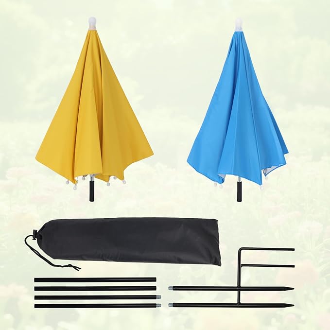 2 Pack Plant Umbrellas for Outdoor Plants with One Storage Bag, 23.6" Sun Shade Cover for Gardens/Patio/Succulents, Blocks 70% Sunlight, Prevents Leaf Burn & Overheating