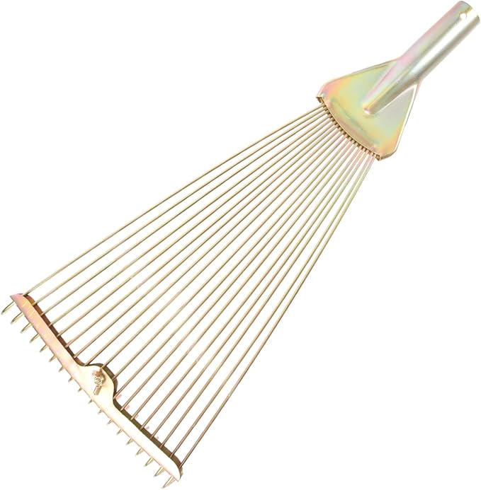 Mikikit Foldable High-Carbon Rake Garden Cleaning Tool for Lawn Care and Maintenance Efficient Metal Rake for Leaves and Debris Gardening Accessory