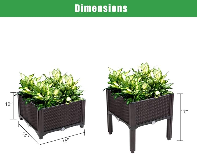 Raised Garden Beds, Planter Box, Self-Watering Plastic Planter for Indoor Outdoor Vegetables, Fruits, Potato, Flowers (6 Pcs)