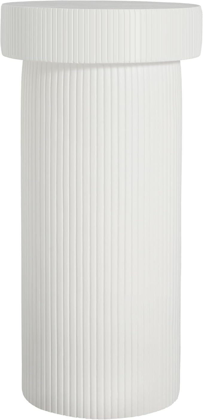 Christopher Knight Home Jorine 24" H Plant Stand, Pedestal Column Side Table, Lightweight Concrete Plant Stand, Indoor Outdoor Plants Standing for Entryway Garden Yard Home, No Assemly Needed, White