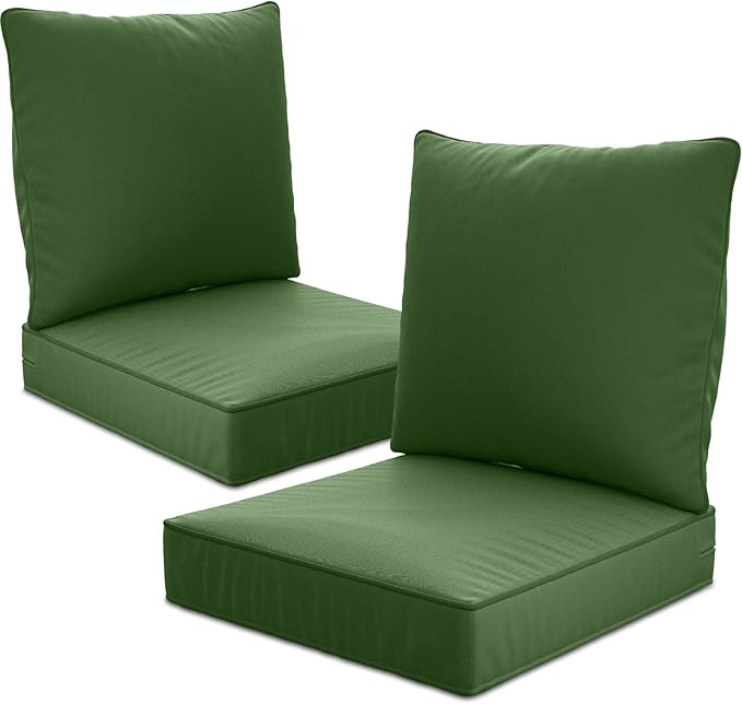 24" x 24" x 6" Outdoor Deep Seat Cushions Set - 2 Set Waterproof & Fade Resistant Patio Furniture Replacement Cushions, Non-Slip Outdoor Cushions Fit Loveseats, Couches, Chairs, and Sofas.