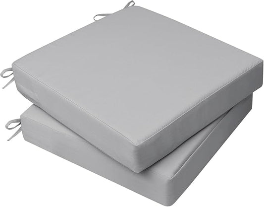 AAAAAcessories Outdoor Seat Cushions for Chairs, Waterproof, Fade-Resistant, 21" x 21" x 3", Patio Furniture Replacement Cushions, Set of 2, Gray
