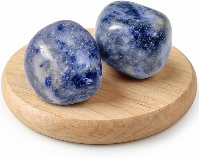 Polished Blue Spot Jasper Crystal Stones - 2 Pcs of 1.2" Worry Stone for Anxiety, Pocket Palm Stone Super Large Handpicked Natural Tumbled Gemstones for Meditation, Reiki, Chakra Healing, Home Decor