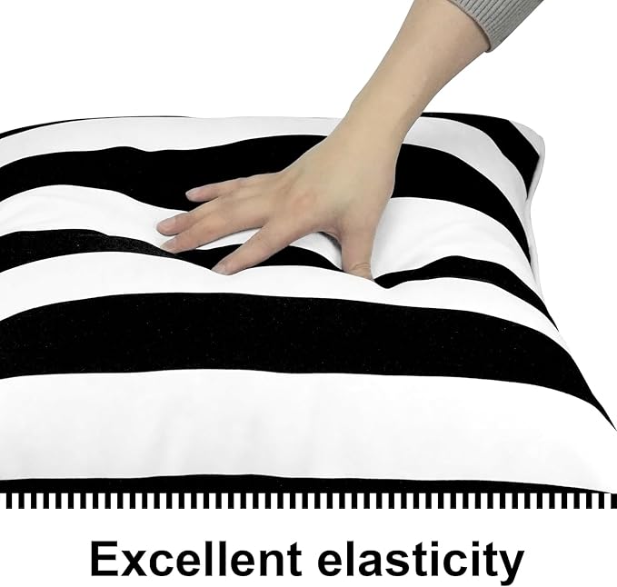 Deep Seat Cushions, Outdoor Cushions, Patio Furniture Cushions, Deep Seat & Back Cushion Patio Cushions for Backyard Couch Sofa Fade Resistant (24x24x4 inches 4 Sets, Black Stripes)