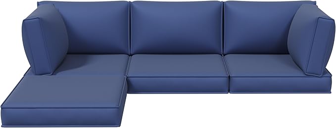 Aoxun Replacement Cushions for Outdoor Furniture, 9-Piece Outdoor Cushions for Patio Furniture, Deep Seat, Splash-Proof & Fade Resistant Couch Cushion for 4-Seat Patio Conversation Sets, Navy Blue