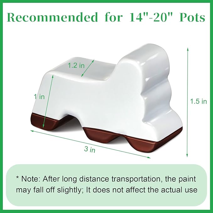 Kigeli 6 Pcs Resin Garden Pot Feet for Outdoor Planters 3 Inch Long 1.5 Inch Tall Flower Handmade Elevator Plant Feet Frost Proof Lifter for 14-20 in Pot (White,Classic)