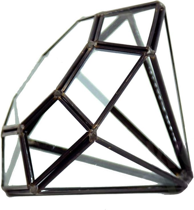 WGV Geometric Planter Terrarium, Width 5.3" Height 6" Clear Glass Black Frame DIY Succulent air Plant Miniature Fairy Garden Windowsill Tabletop Decor, Diamond 1 Piece