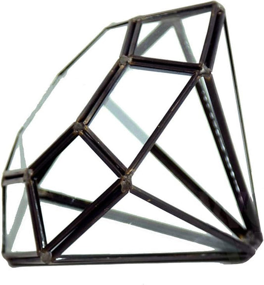 WGV Geometric Planter Terrarium, Width 5.3" Height 6" Clear Glass Black Frame DIY Succulent air Plant Miniature Fairy Garden Windowsill Tabletop Decor, Diamond 1 Piece