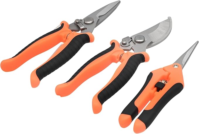 3 Pack Garden Pruning Shears Stainless Steel Handheld Gardening Shears Garden Scissors Pruning Snips and Clippers for Gardening Plants Flowers Fruit Trees Branches