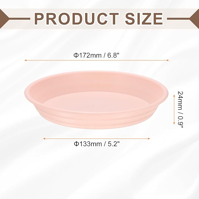 HARFINGTON Plastic Plant Saucer 5.2" Round Drip Trays Flower Pot Saucers Flower Base Bottom Drainage Tray for Indoors Outdoors Planters, Rose Pink