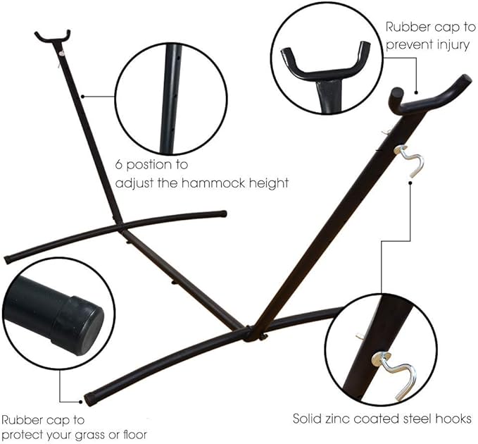 Hammock with Stand for Outside, Heavy Duty Space Saving Steel Stand with 450 lb Capacity,Double Hammock with Portable Carrying Bag, Hamacas para Adultos for Outdoors, Patio, Garden, Yard