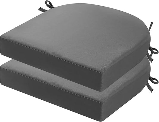 idee-home Outdoor Chair Cushions Set of 2, Thick 19" x 19" x 3" Outdoor Seat Cushions Patio Furniture Waterproof with Ties, Dining Pads