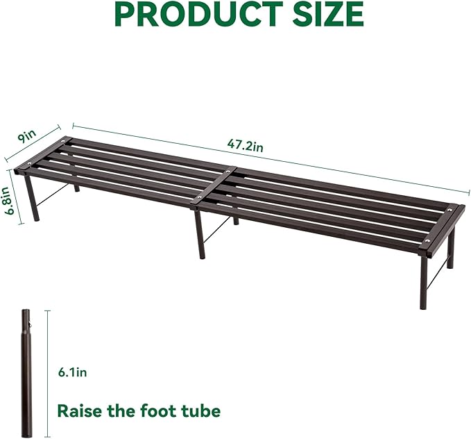 Metal Plant Stand, Rust-proof Aluminum Flower Pot Stand, Heavy Duty Planter Display Shelving for Patio Balcony Garden Living Room Decorative (Ebony, 47.2 Inch)