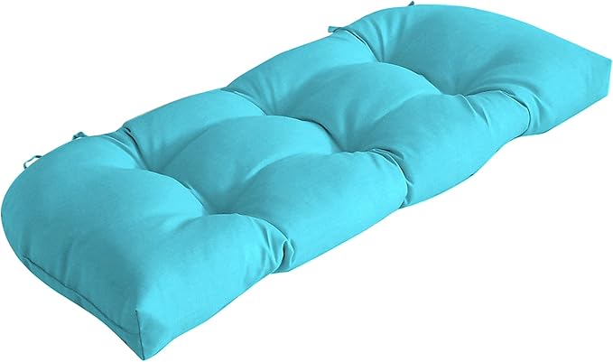 Arden Outdoor Wicker Settee Cushion, 41.5 x 18, Rain-Proof, Fade Resistant Pool Blue Leala