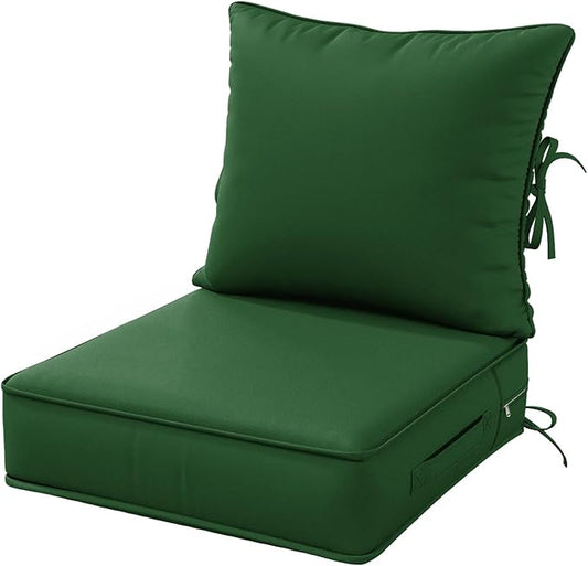 Outdoor Patio Chair Cushions Set 19 L X 19 W X 4 H Inch Waterproof & Fade Resistant Deep Seat and Back Cushions with Removable Covers Outdoor Seat Cushion Set for Chairs and Sofas