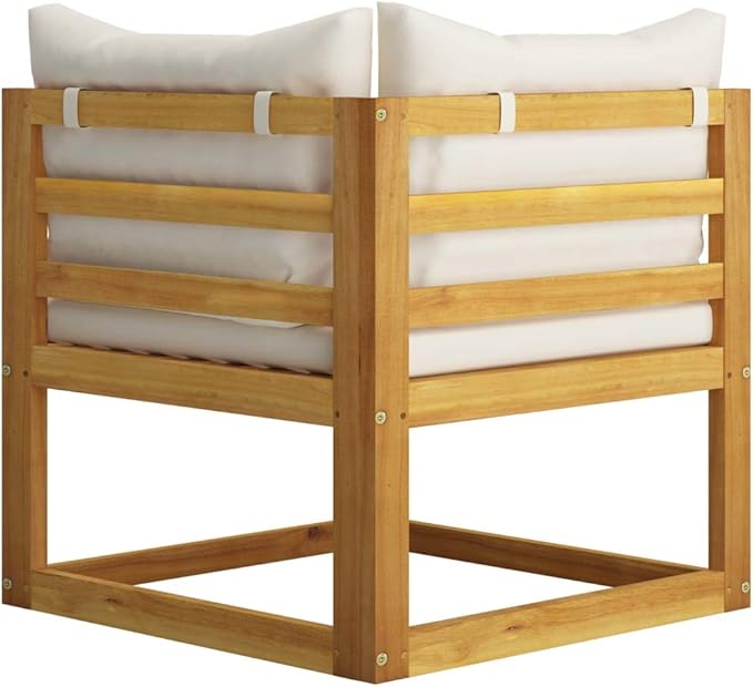 SKM 6 Piece Garden Lounge Set with Cushion Cream Solid Acacia Wood (Weight-136KG)