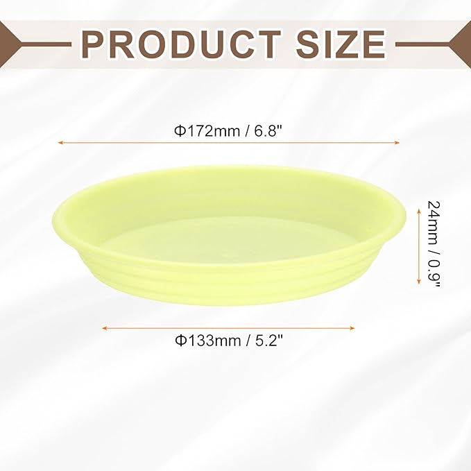 HARFINGTON Plastic Plant Saucer 5.2" Round Drip Trays Flower Pot Saucers Flower Base Bottom Drainage Tray for Indoors Outdoors Planters, Apricot Yellow