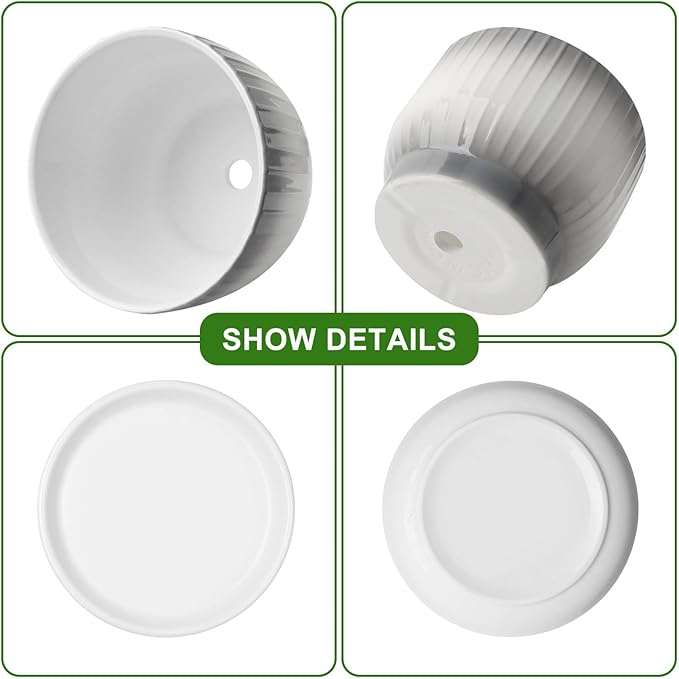 Ceramic Plant Pots,5.5 Inch,Set of 4,Planters with Drainage Hole and Saucer,Flower pots for Indoor Plants,Modern Design(Gray+White)