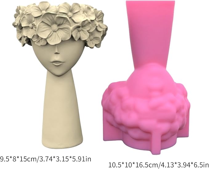 Girl Flower Pots Mold Epoxy Resin Molds Pen Holder Candle Holder Cement Planter Silicone Mould Home Decorations
