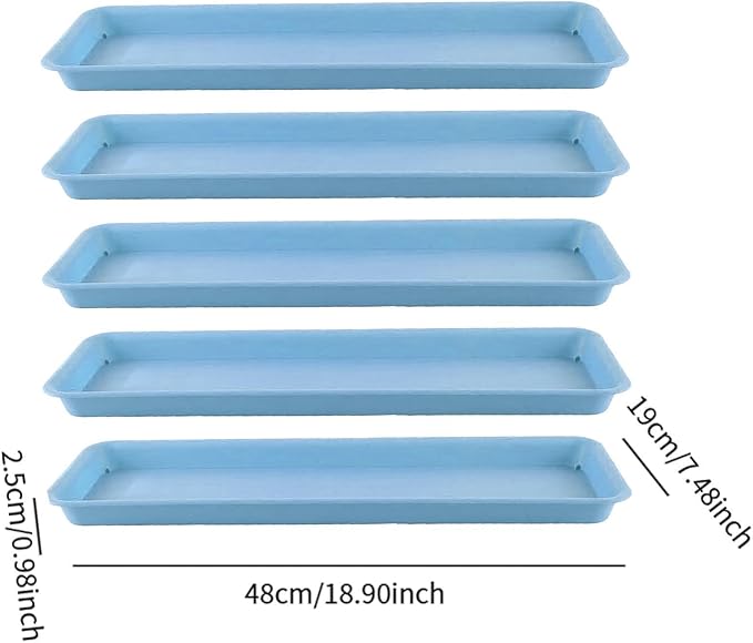 5Pcs Plant Trays Plant Saucers Rectangular Flower Pot Drainage Trays Flower Pot Saucers for Garden Indoors Outdoor Windowsill, Blue