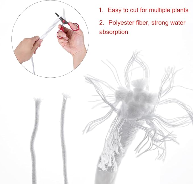ORIMERC 60 feet 1/6 inch Self Watering Wick Cord for Vacation Self-Watering Planter Pot DIY Automatic Watering Device System Potted Plant Sitter Auto Drip Waterer to Water African Violet